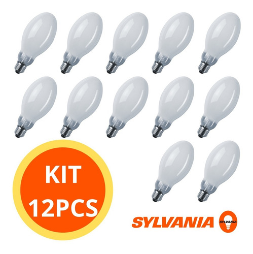 Imagem 3 de 4 de Kit 12 Peças Lampada Vapor Metalico Ovoide 250w E40 Sylvania