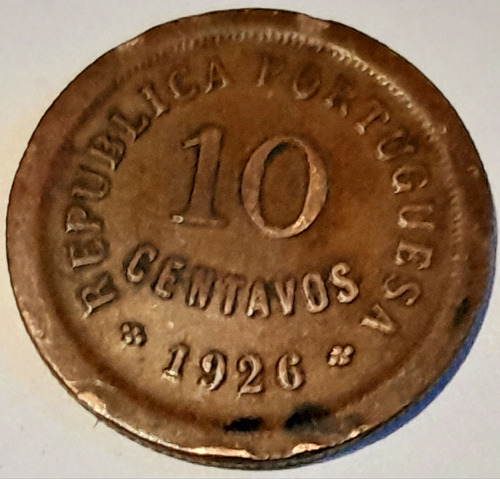 10 Centavos 1926 Portugal Moneda Cobre Portuguesa