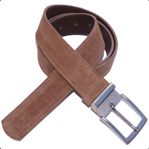Cinto Masculino Couro Legitimo Camurça Largura 3,5cm Ct 02 Cor Castor Tamanho Calça 46 A 48 (comprimento 130cm)