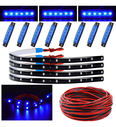 Kit Subsuelo Led Incluye 8 Luz Roca 4 Tira Cable Extension