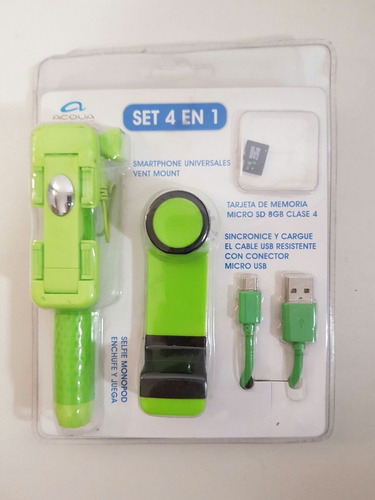 Palo Selfie Set 4 En 1 + Cable Usb + Sd 8gb + Soporte Auto