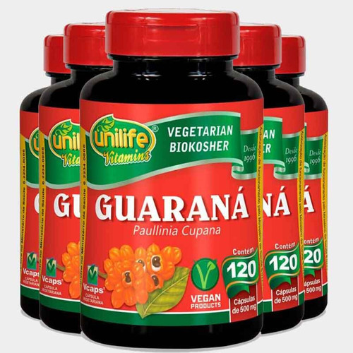 Kit 5 Guaraná Unilife 120 Cápsulas