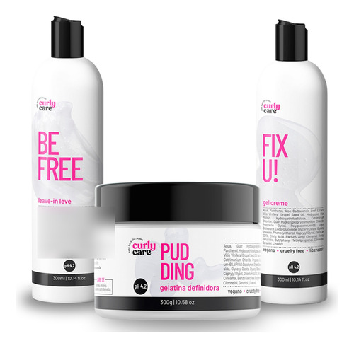 Kit Curly Care Fix U!, Be Free Leave-in E Pudding 3x 300ml
