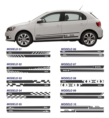 Adesivo Faixa Lateral Gol G5 G6 G7 Sport Racing Fl02