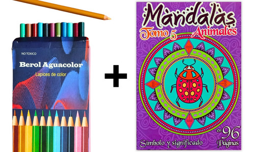 Libro Mandalas De Animales + Caja 12 Colores