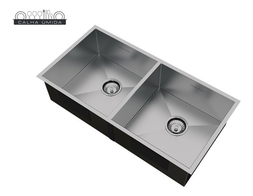 Cuba Dupla Inox Quadrada Gourmet Com Válvula 800 X 400