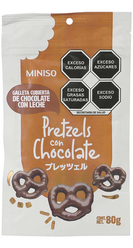 Miniso Snack Pretzel Cubiertos De Chocolate Con Leche 80 G