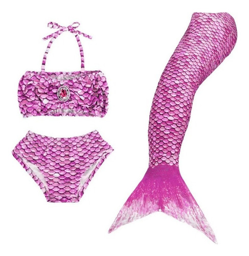 Bikini Infantil De Cola De Sirena De 3 Piezas