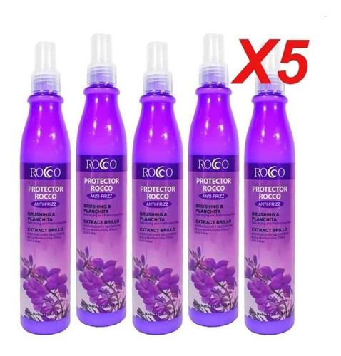 Kit 5 Protector Termico Anti - Frizz Rocco De 375ml