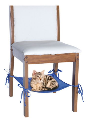 Rede Para Pet Gato Tecido Lavável Amarrar Em Cadeira Cor Azul