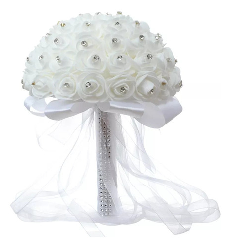 Bn For Ramo De Novia Blanco Artificial De Cristal Rosa