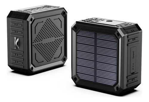 Abfoce Altavoz Solar Portátil Ipx6 Impermeable Bluetooth 1. Color Negro