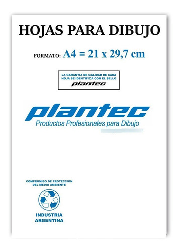 Imagen 1 de 2 de Hojas Dibujo Tecnico Plantec A4 21x29.7cm 106gr X10 Hojas