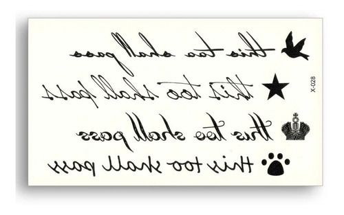 Kit 3 Cartelas Tatuagem Coroa Pássaro E Letras