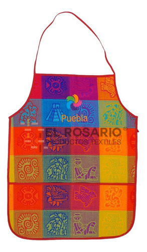 Mandil Artesanal Mexicano - Bordado Personalizado (24 Pack) Color Colorín Turquesa1 Diseño De La Tela Prehispanica