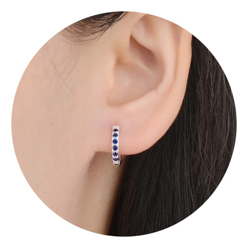 Aros Argollas Plata 925 Cubic Azul (ki2010)