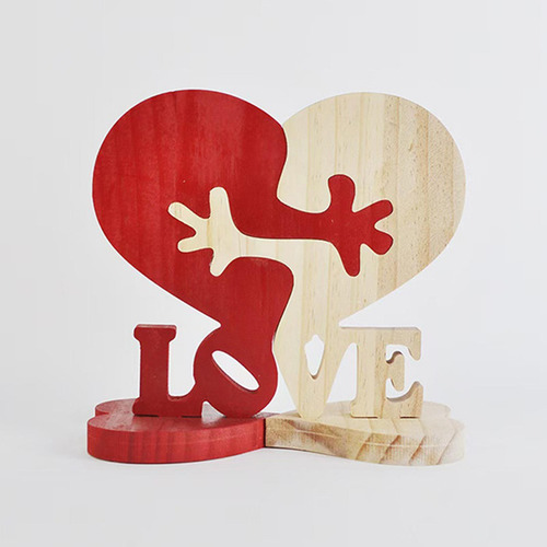 Adornos De Madera En Forma De Corazón Estatua 12cm X 12cm
