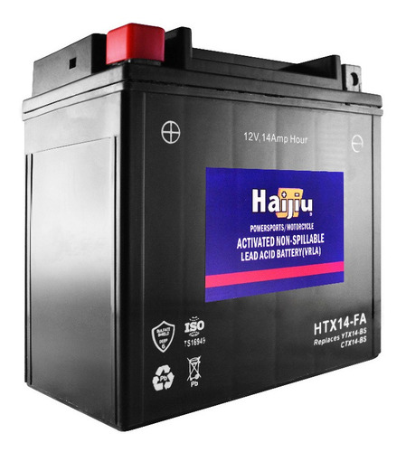 Imagen 2 de 8 de Batería Moto Haijiu Htx14-fa Agm Gel Libre Mant. Cuotas