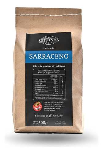 Harina De Sarraceno X 500 Grs - Seis Inas - Harina Sin Tacc