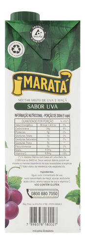 Suco Maratá Nectar Fruta Sabor Uva Caixinha 1 Litro Refresco