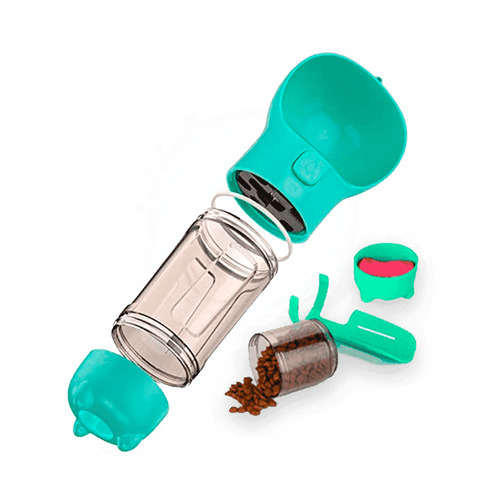 Portatil Dispensador Comedero Y Bebedero 2 En 1 500 Ml