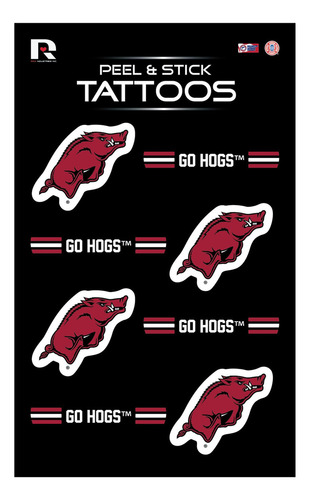 Tatuajes Temporales Rico Industries Ncaa Arkansas Razorbacks Color Team Color