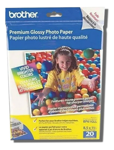 Papel Brother Fotografico Glossy 8.5x11 190gr Bp61gll C/20 H