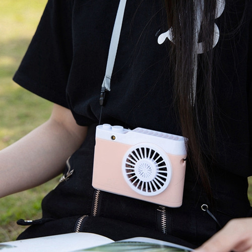 Mini Cámara Portátil Con Carga Usb, Ventilador Negro, Cuello