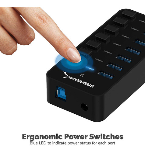 Conmutadores Y Led Sabrent Usb Hub De 7 Puertos