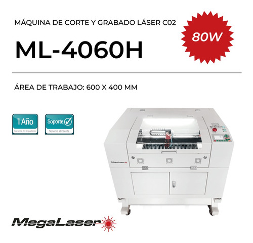 Máquina Láser Co2 Ml4060h 80w 600x400mm Corte Y Grabado Cnc