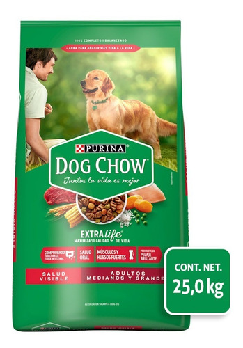 Alimento Dog Chow Vida Sana Digestión Sana para perro adulto de raza mediana y grande sabor mix en bolsa de 25kg