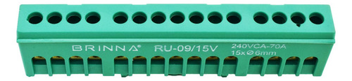 Bornera Repartidor Unipolar Brinna 15 Polos Riel Din X3