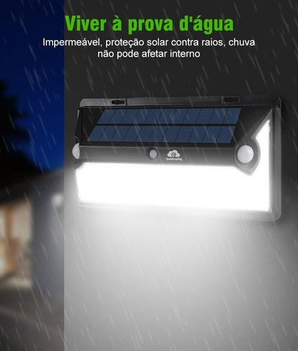 Luminária Solar Parede 378 Led Sensor Presença Com 3 Funções Estrutura Preto 3.7V