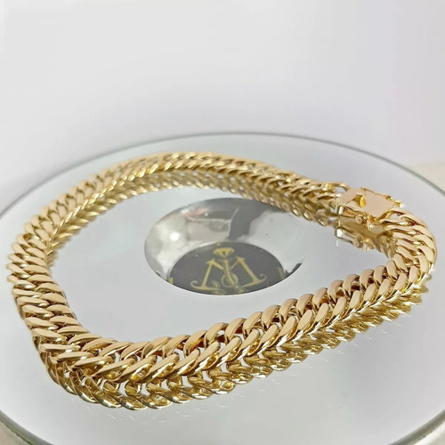 Pulseira Ouro18k Grumet/duplo Oca 20cm 60grs