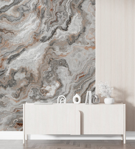 Vinil Adhesivo Estilo Mármol V29 Gris Marengo Acero Y Terracota