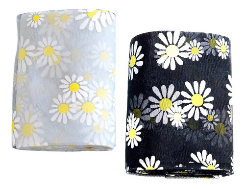 2x 5m Tela De Flores De Encaje Coser Tul Cinta Gris + Negro
