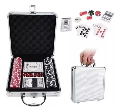 Juego De Mesa 100 Pc Poker Game Set 6631z Estuche Y Fichas