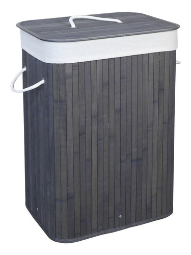 Imagen 2 de 6 de Cesto Bambú 72 Lt Canasto Organizador P/ Ropa Con Funda Tela