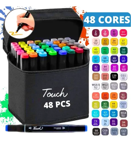 Kit Canetinhas 48 Cores Bobbie Goods Ponta Dupla para Colorir