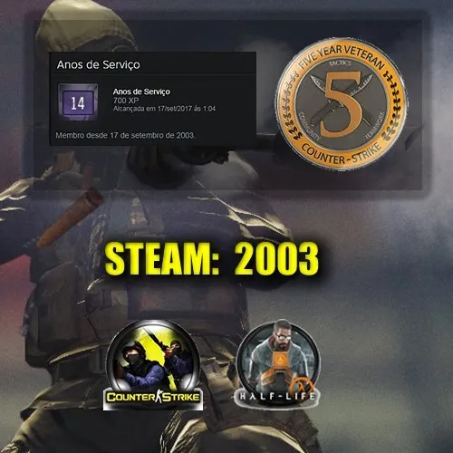Steam 15 Anos Cs Go Half Life Medalha De Veterano Mercado Livre