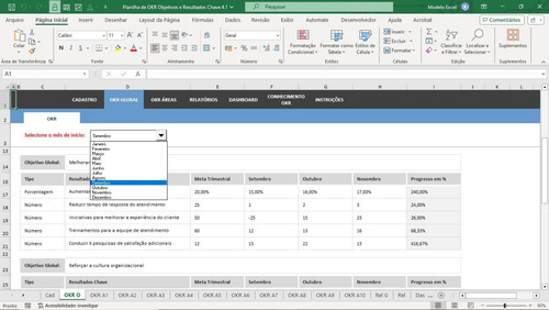 Planilha De Okr Objetivos E Resultados Chave 4.0