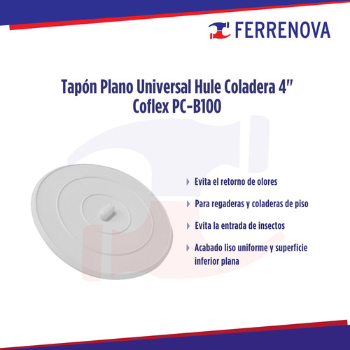 Tapón Plano Universal Hule Coladera 4 Coflex Pc-b100 (4 Pza)