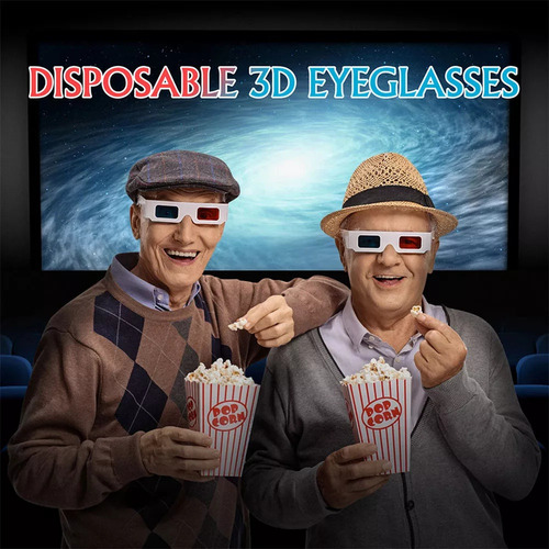 40 Unidades De Gafas 3d, Papel Anaglifo, Película Azul Rojo