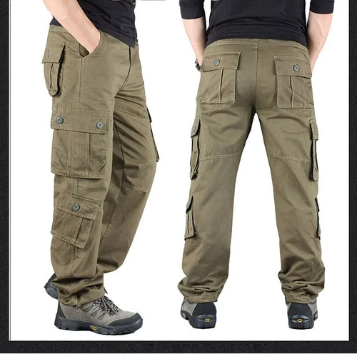 Pantalones De Trabajo De Algodón De Corte Recto Con Múltiple