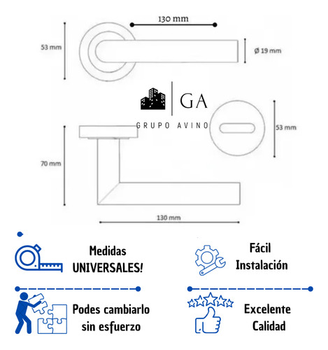 Picaporte Puerta Chapa Acero Inoxidable.deptox7