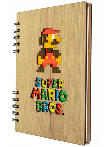 Libreta De Mario Bross En Madera (agenda, Cuaderno)