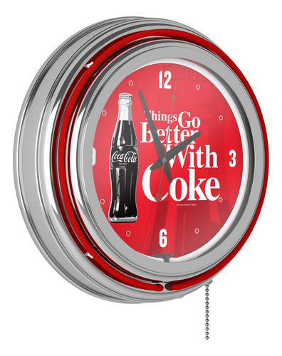 Reloj De Neón De Doble Peldaño Cromado De Coca-cola - Las.