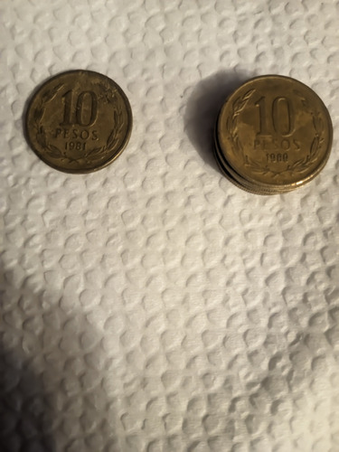 Moneda 10 Pesos Con El Ángel 1981 Y 1989