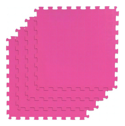 Kit 4 Tapete Tatame Rosa Eva 1x1 10mm 100x100x1 Cm 4m