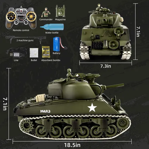 Rc Tank Dbshoot M4a3 Sherman 1/18 Metal Tracks 60 Minutos De